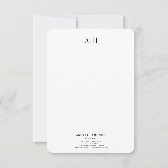Tarjeta De Agradecimiento Profesional formal Dos Monogramas (Anverso)