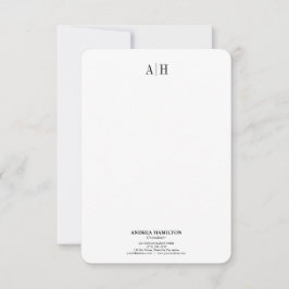 Tarjeta De Agradecimiento Profesional formal Dos Monogramas