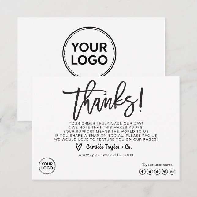 Tarjeta de agradecimiento profesional / Inserción  (Anverso / Reverso)