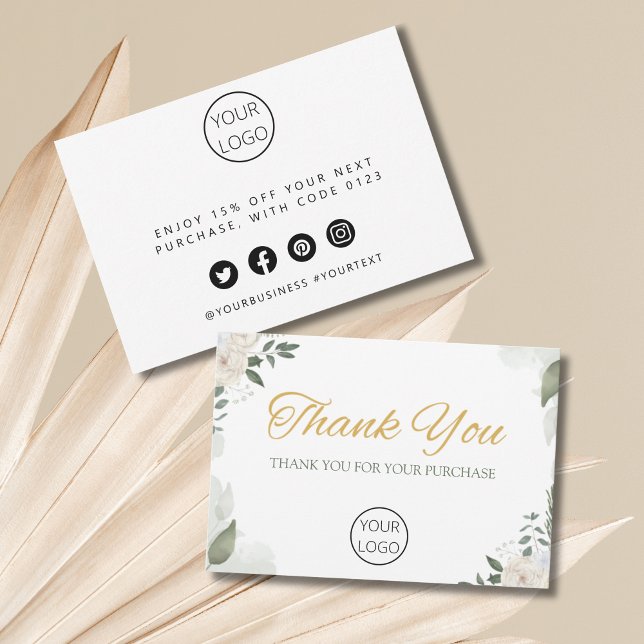 Tarjeta de agradecimiento profesional personalizad (Personalized Business Thank You Card floral)