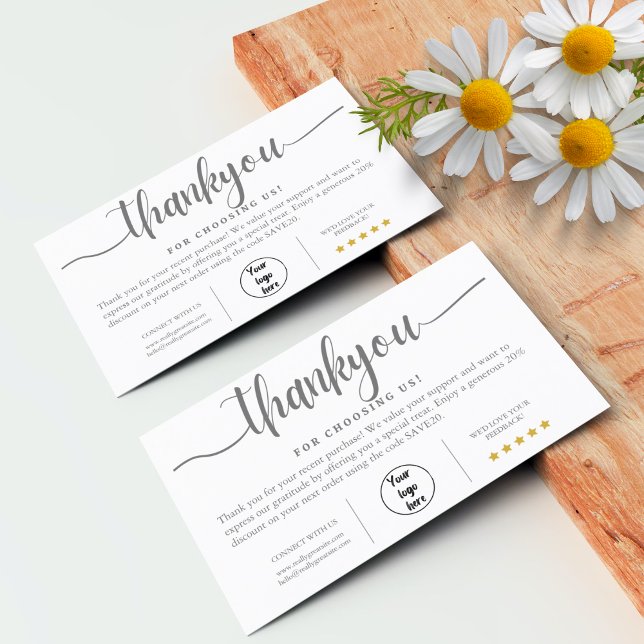 Tarjeta de agradecimiento profesional personalizad (Personalized Thank You Card Printable Thank You Card Design Gray)