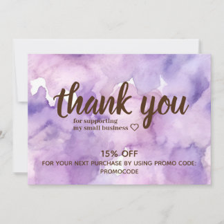 Tarjeta de agradecimiento profesional Purple Laven