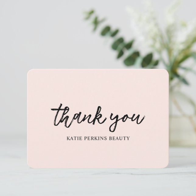 Tarjeta De Agradecimiento Profesional Rubor Pink Elegant Business (Anverso de pie)