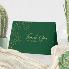 Tarjeta De Agradecimiento Profesional y elegante empresa Green/Gold