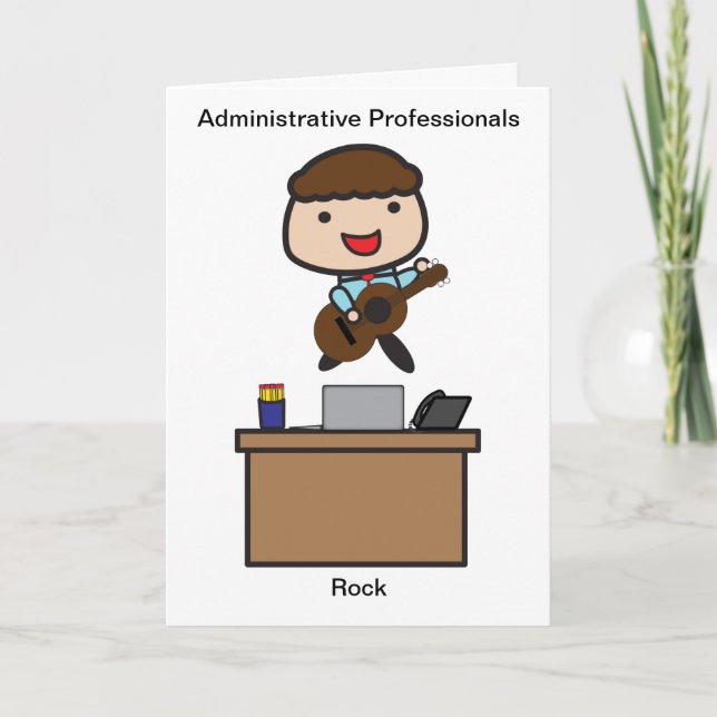 Tarjeta De Agradecimiento Profesionales administrativos rock masculino (Anverso)