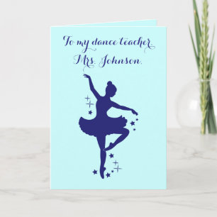 Tarjeta De Agradecimiento Profesor de ballet gracias bailarina con estrellas