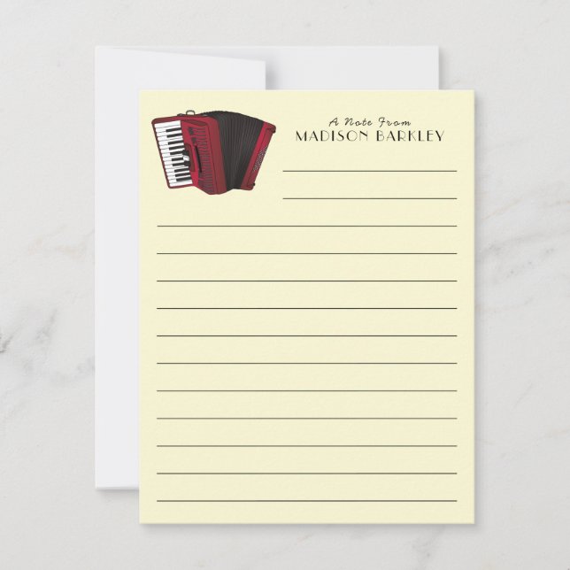Tarjeta De Agradecimiento Profesor de música de acordeón instrumental (Anverso)