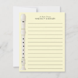 Tarjeta De Agradecimiento Profesor de música de grabador