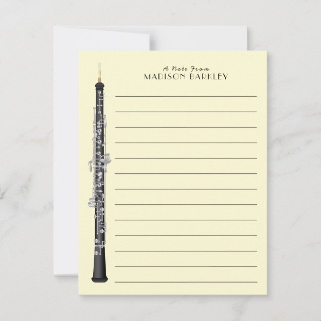 Tarjeta De Agradecimiento Profesor de Música Oboe (Anverso)