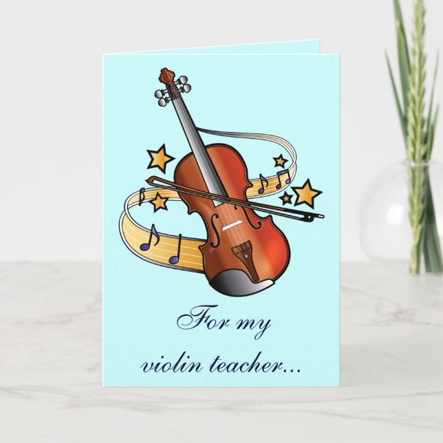 Tarjeta De Agradecimiento Profesor de Violín Gracias (Anverso)