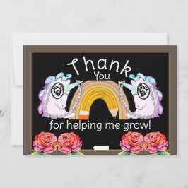 Tarjeta De Agradecimiento Profesora de arcoiris de Unicornio personalizada G