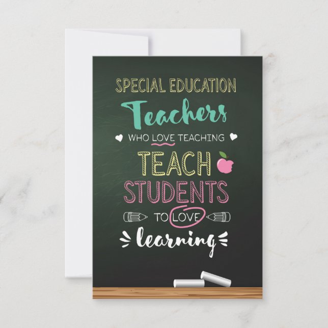 Tarjeta De Agradecimiento Profesores de Educación Especial que aman la enseñ (Anverso)