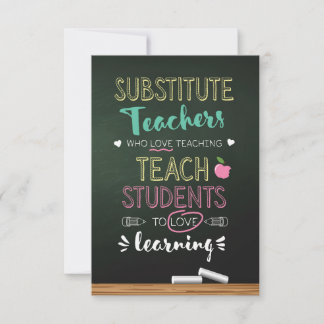 Tarjeta De Agradecimiento Profesores sustitutos que aman la enseñanza