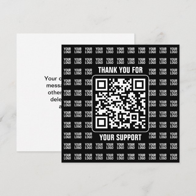 Tarjeta De Agradecimiento Promotional QR code (editable) plus Logo Pattern (Anverso / Reverso)