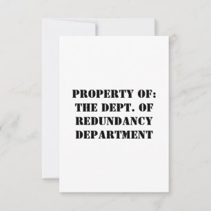 Tarjeta De Agradecimiento Propiedad del Departamento de Redundancia