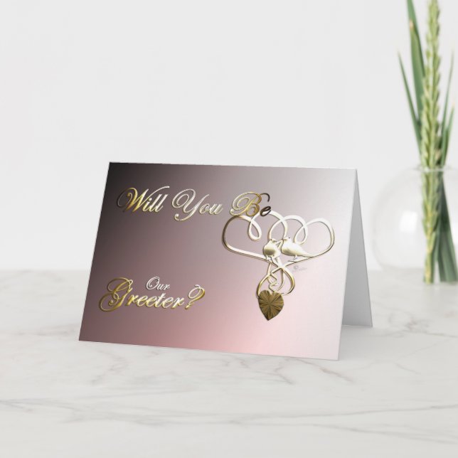 Tarjeta De Agradecimiento propuesta boda Palomas doradas de Greeter en el co (Anverso)