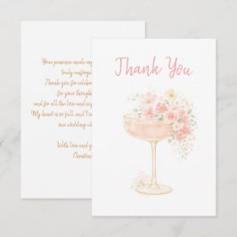 Tarjeta De Agradecimiento Prosecco Romántico y Pétalos Despedida de Soltera