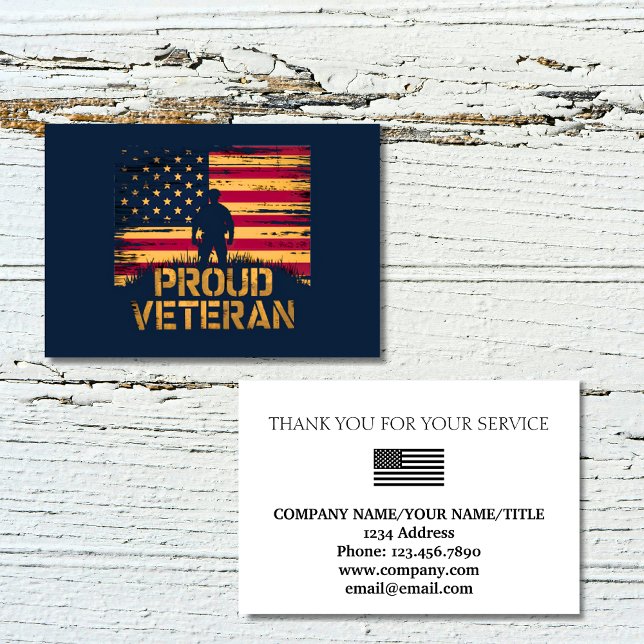 Tarjeta De Agradecimiento Proud Veteran US Flag Company Thank You (Proud Veteran US Flag Company Thank You Card)