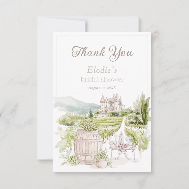 Tarjeta De Agradecimiento Provenza Elegante Chateau (Anverso)