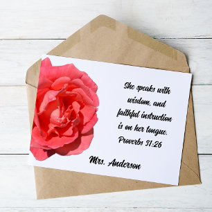 Tarjeta De Agradecimiento Proverbios 31:26 Gracias Mujer Cristiana Sabia