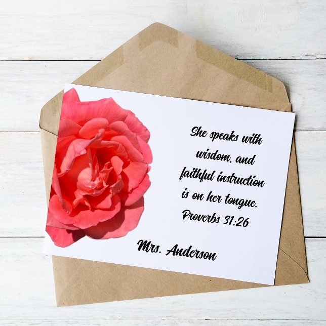 Tarjeta De Agradecimiento Proverbios 31:26 Gracias Mujer Cristiana Sabia (Subido por el creador)