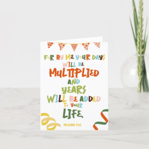Tarjeta De Agradecimiento Proverbios 9:11 Versículo Bíblico de Cumpleaños Vi