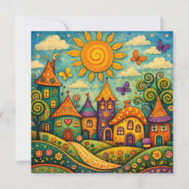 Tarjeta De Agradecimiento Pueblo de Cuentos de Hadas Caprichoso Arte en Lien