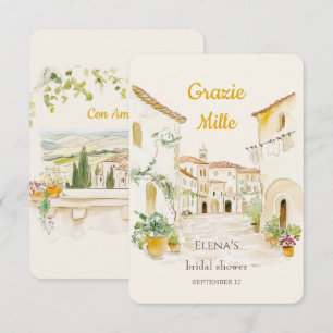 Tarjeta De Agradecimiento Pueblo italiano de acuarela Grazie Mille