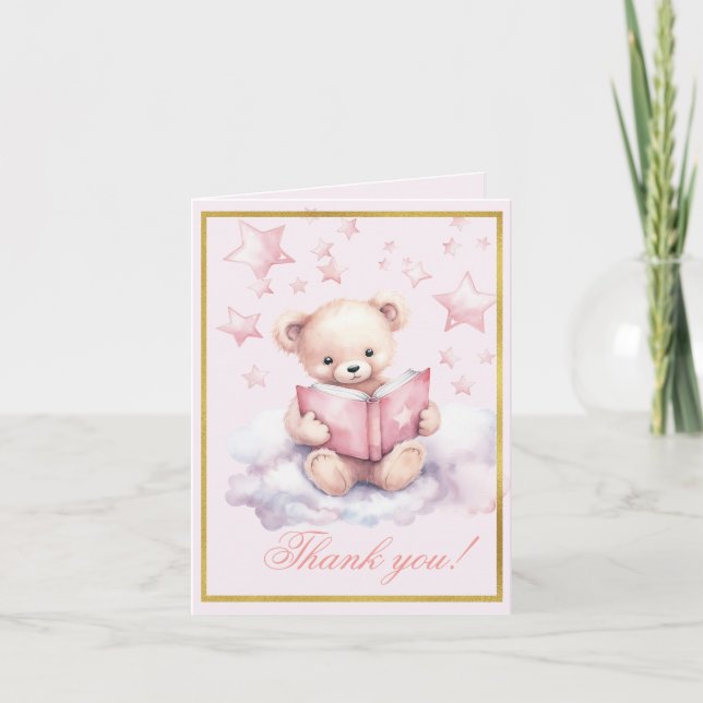 Tarjeta De Agradecimiento Puede esperar anticipadamente Baby Shower plegado  (Anverso)