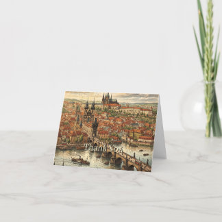 Tarjeta De Agradecimiento Puente Carlos en Arte Vintage de Praga | Personali