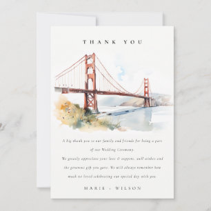 Tarjeta De Agradecimiento Puente Golden Gate Paisaje de Boda en San Francisc