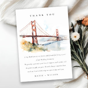Tarjeta De Agradecimiento Puente Golden Gate Paisaje de Boda en San Francisc