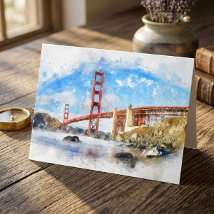 Tarjeta De Agradecimiento Puente Golden Gate Pastel en San Francisco