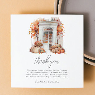 Tarjeta De Agradecimiento Puerta delantera blanca del Boda de la calabaza de