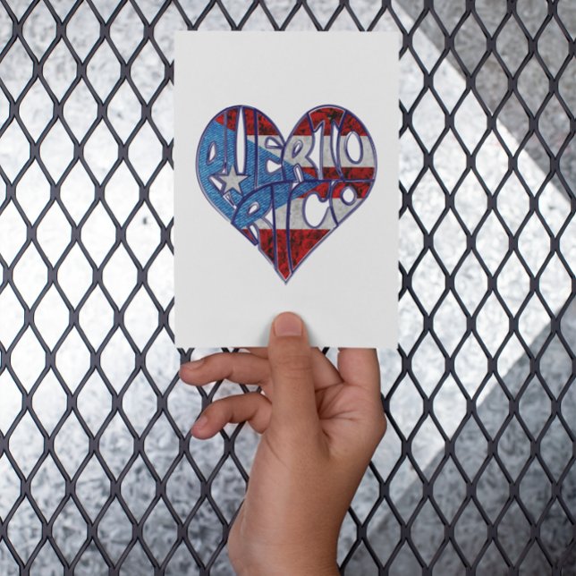 Tarjeta De Agradecimiento Puerto Rico Love Card  (Puerto Rico Flag heart Love Card)