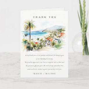 Tarjeta De Agradecimiento Puerto Vallarta México Paisaje Acuarela Boda