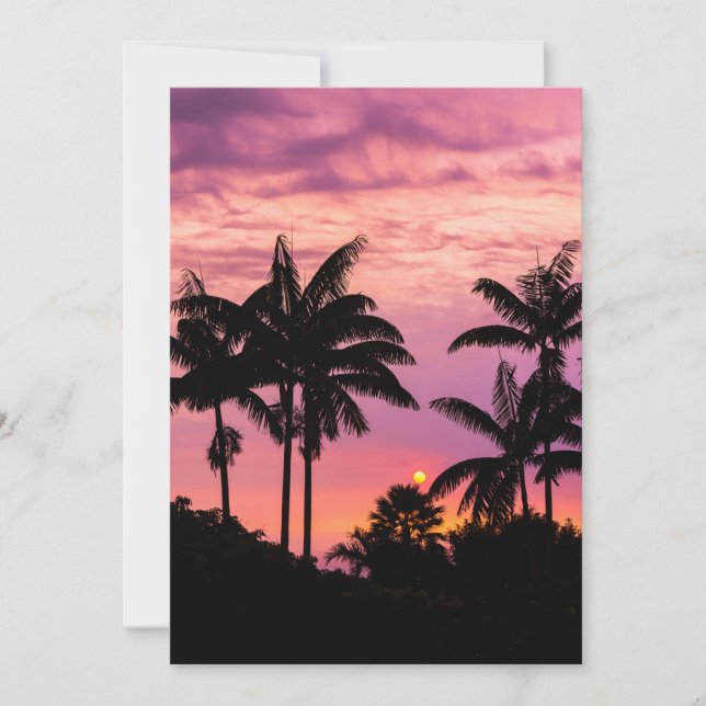 Tarjeta De Agradecimiento Puesta de sol a través de palmeras (Anverso)