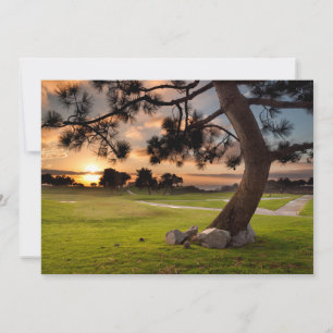 Tarjeta De Agradecimiento Puesta de sol en campo de golf