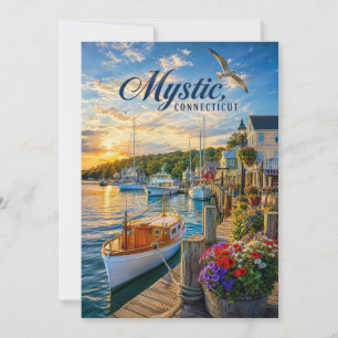 Tarjeta De Agradecimiento Puesta de sol en el puerto de Mystic, Connecticut