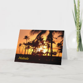 Tarjeta De Agradecimiento Puesta del sol Mahalo