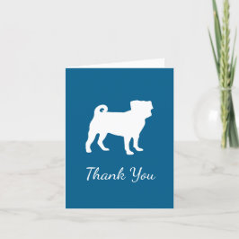 Tarjeta De Agradecimiento Pug Dog Baby Shower Blue Puppy Boy