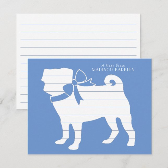Tarjeta De Agradecimiento Pug Dog Puppy (Anverso / Reverso)