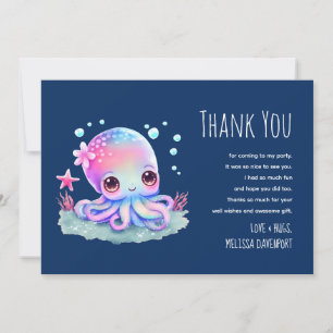 Tarjeta De Agradecimiento Pulpo Adorable Criatura Marina Gracias