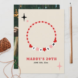 Tarjeta De Agradecimiento Pulsera de amistad Rosa Rojo Gracias Cumpleaños