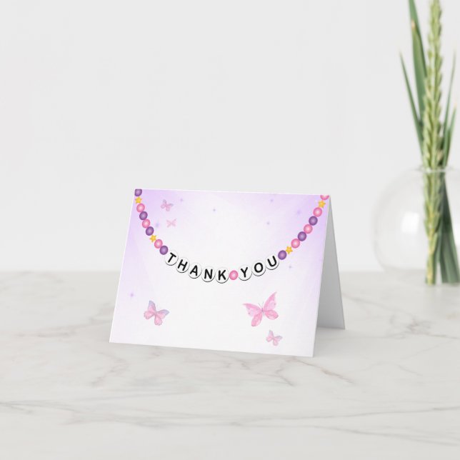 Tarjeta De Agradecimiento Pulsera de amistad y mariposas gracias (Anverso)