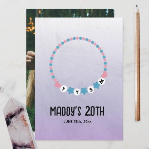 Tarjeta De Agradecimiento Pulsera de la Amistad Cumpleaños Gracias TYSM Púrp