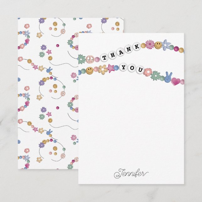 Tarjeta De Agradecimiento Pulsera de la Amistad Joyas para Niños Personaliza (Anverso / Reverso)