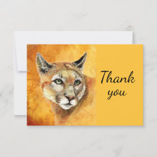 Tarjeta De Agradecimiento Puma acuarela Gracias León de Montaña