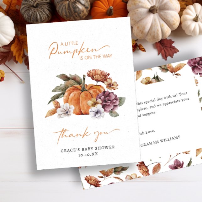 Tarjeta De Agradecimiento Pumpkin Baby Shower Gracias (A Little Pumpkin Baby Shower Thank You Card)