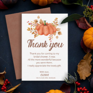 Tarjeta De Agradecimiento Pumpkin de enamorarse en otoño Desayuno de novia